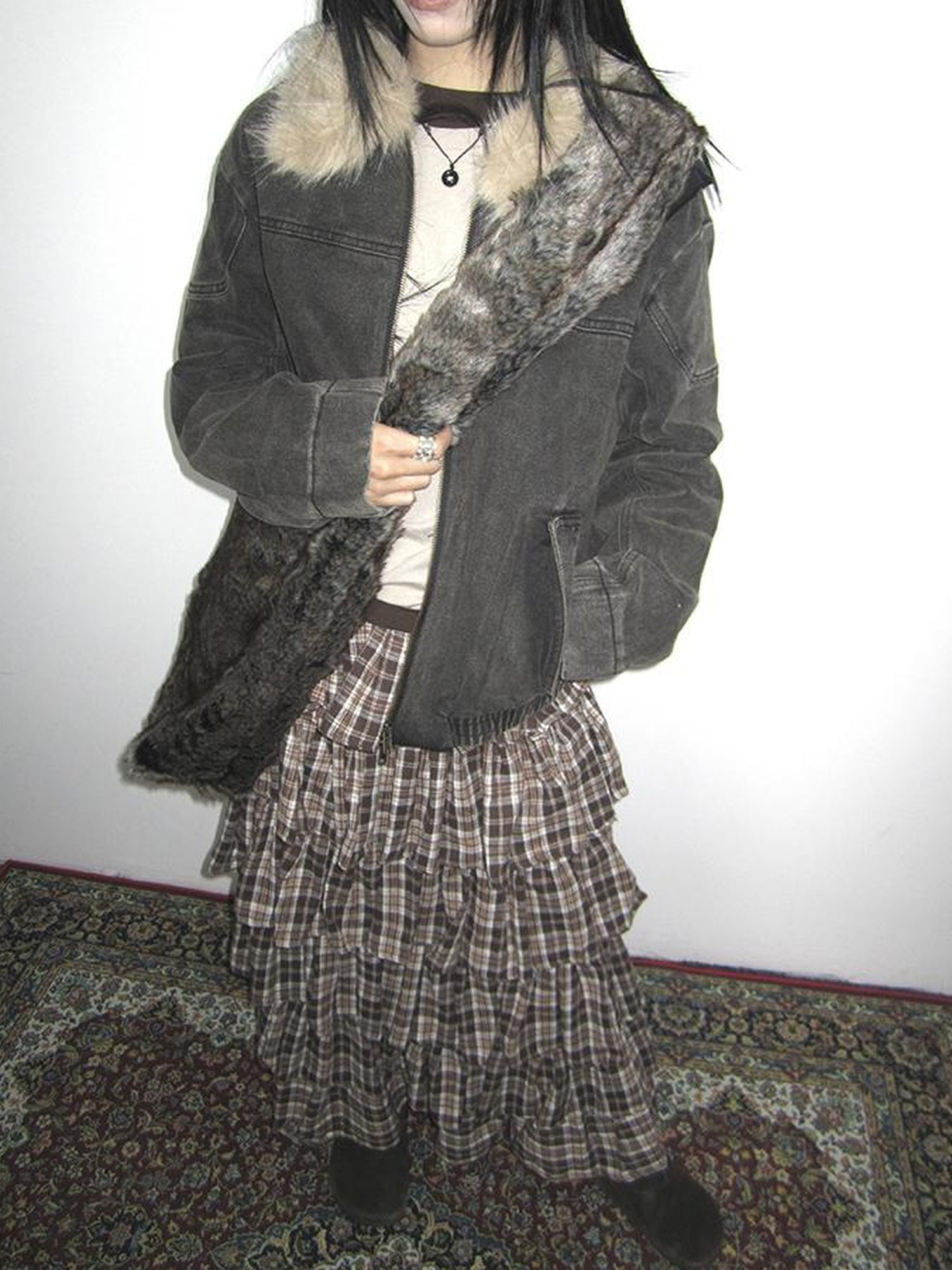 ang project Vintage Faux Fur Shoulder Bag Large Capacity Fluffy Crossbody