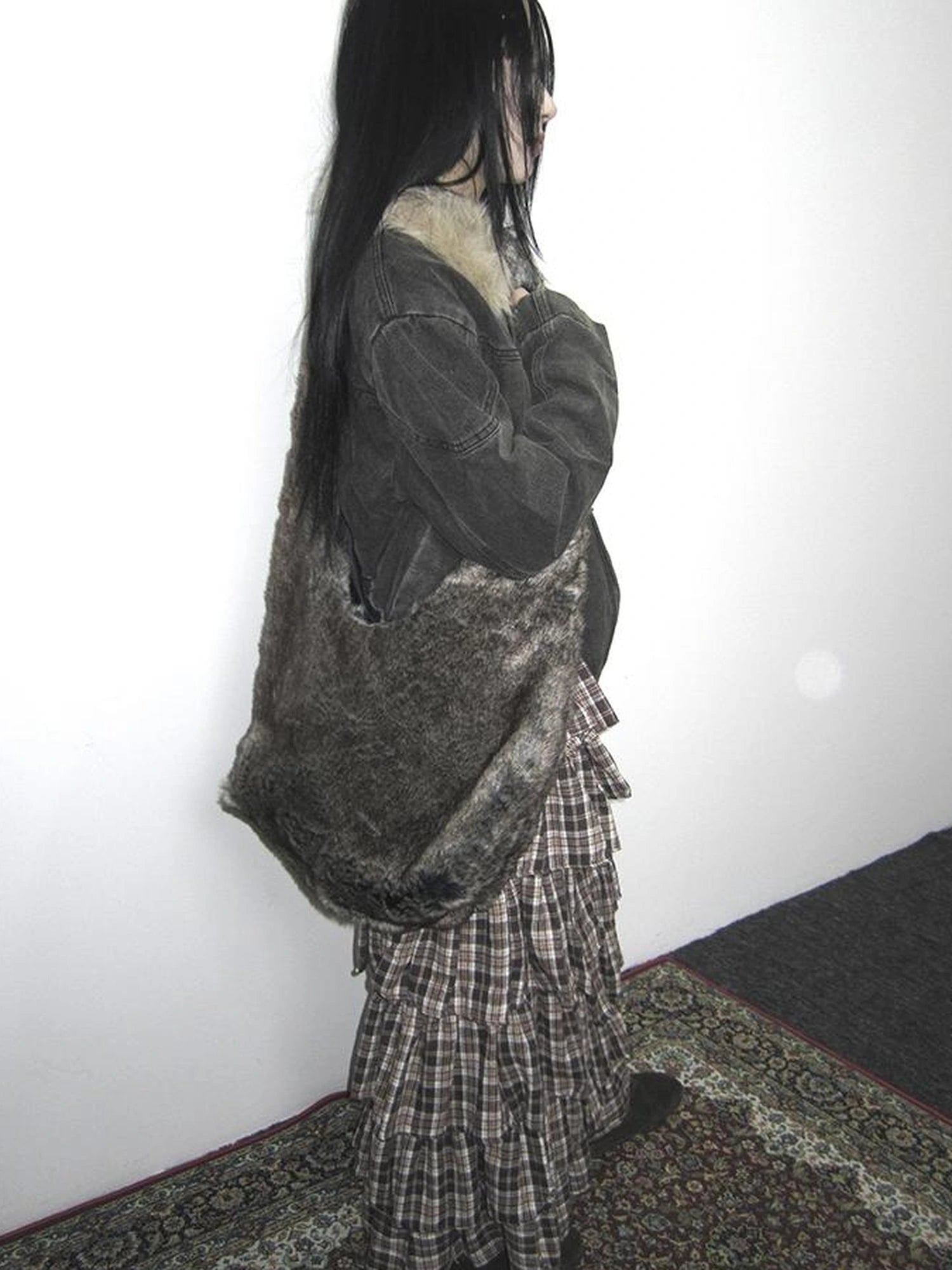 Vintage Faux Fur Shoulder Bag Large Capacity Fluffy Crossbody