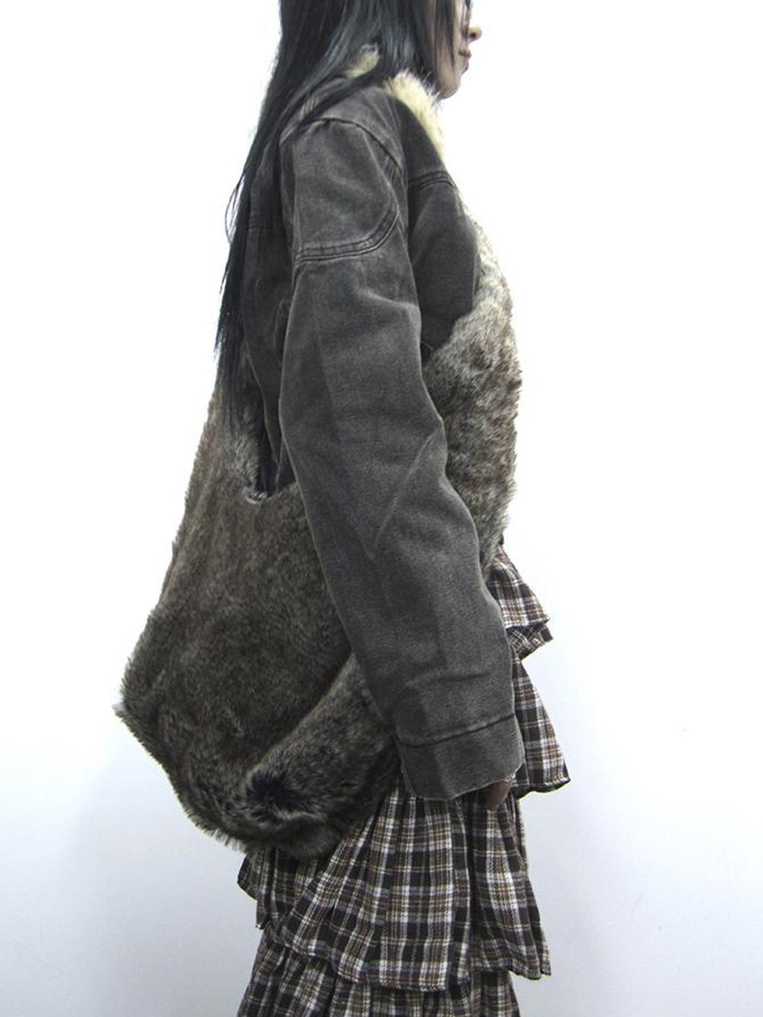 ang project Vintage Faux Fur Shoulder Bag Large Capacity Fluffy Crossbody