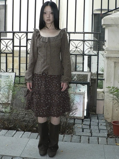 ang project Vintage Floral Embroidered Lace Bubble Sleeve Blouse Shirts