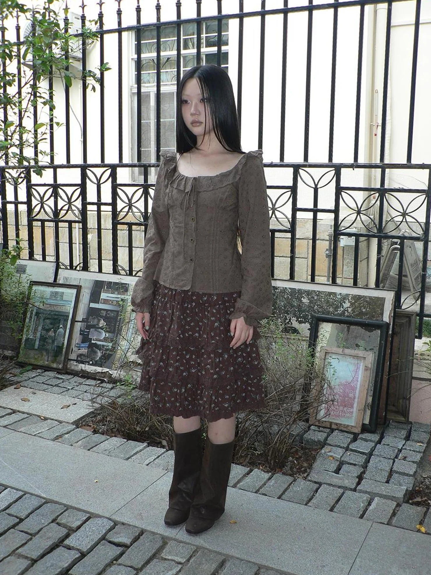 ang project Vintage Floral Embroidered Lace Bubble Sleeve Blouse Shirts