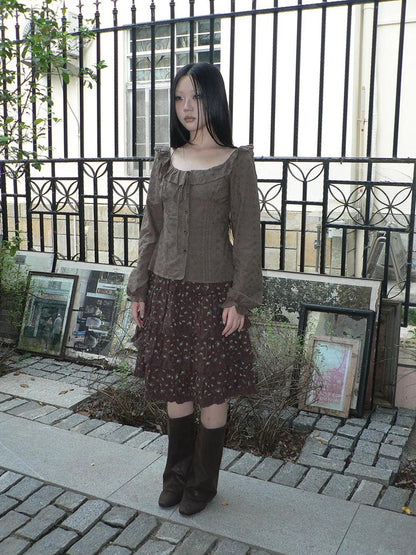 ang project Vintage Floral Embroidered Lace Bubble Sleeve Blouse Shirts