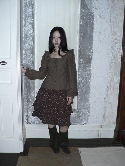 ang project Vintage Floral Embroidered Lace Bubble Sleeve Blouse Shirts