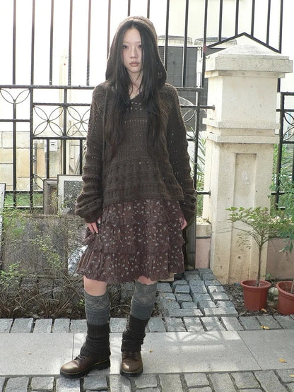 ang project Vintage Floral Lace Trim Tiered Midi Skirt Skirt