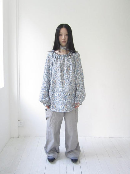 Updateang project Vintage Floral Off Shoulder Two Way Tie Sleeve Blouse