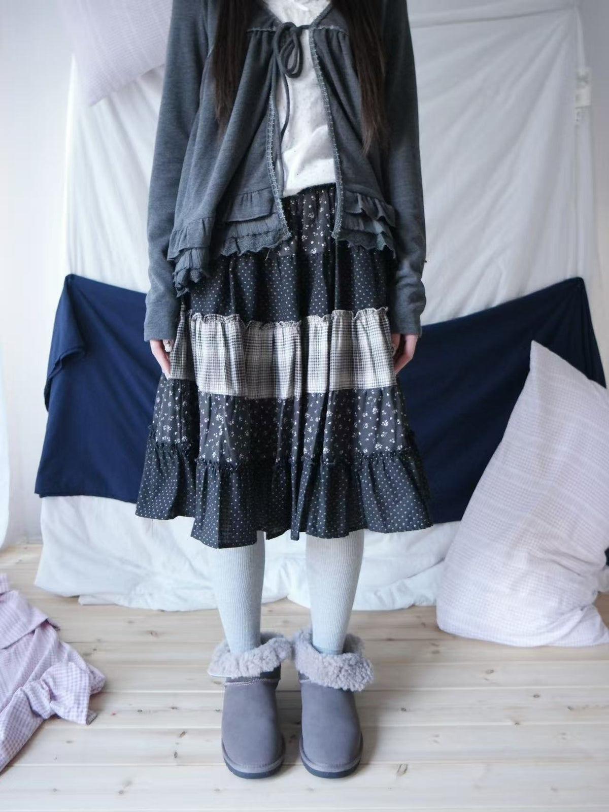 ang_project_Vintage_Floral_Plaid_Patchwork_Loose_Umbrella_Women&