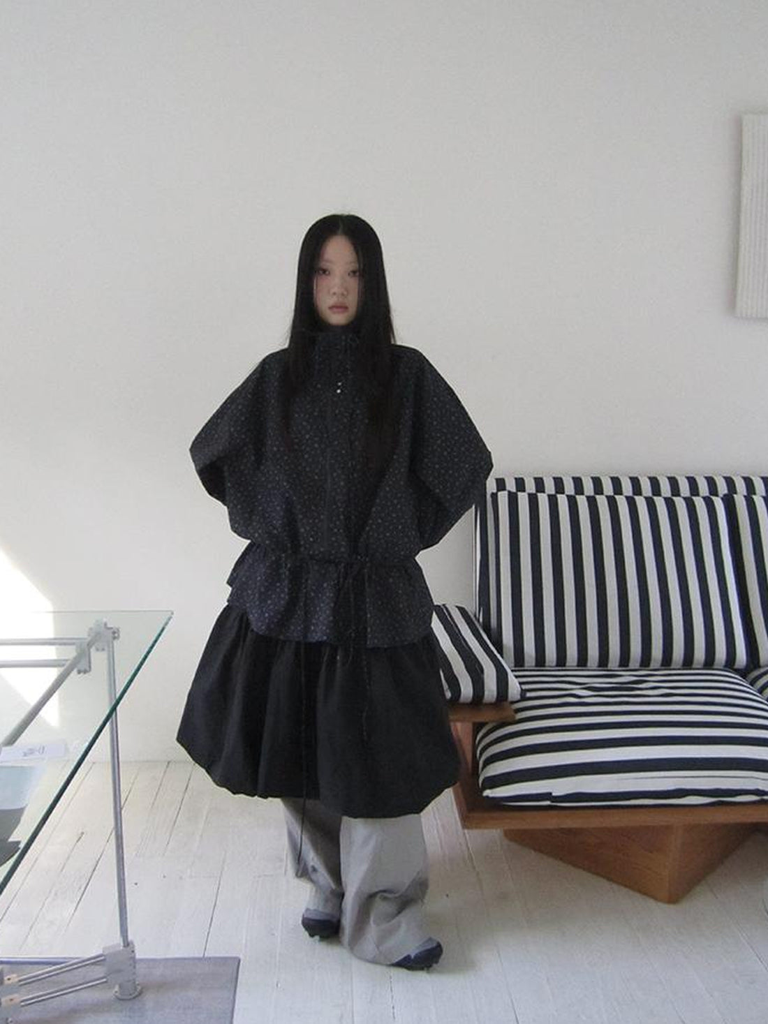 ang project Vintage Floral Print Lace-Up Waist Long Sleeve Blouse