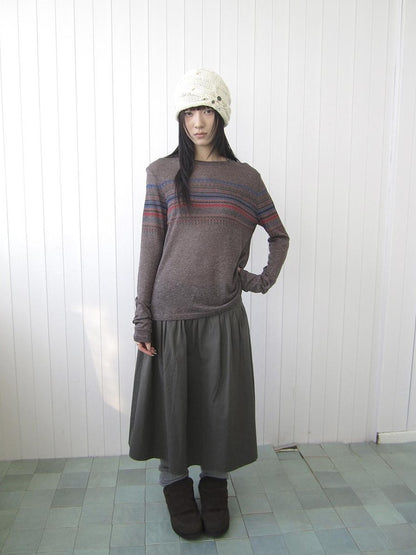 ang project Vintage Floral Print Round Neck Linen Women&