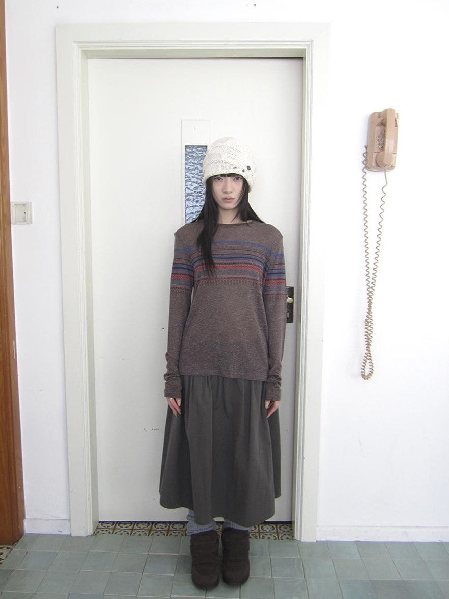 ang project Vintage Floral Print Round Neck Linen Women&