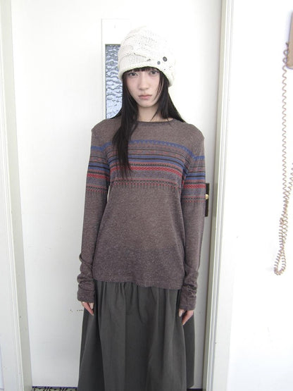 ang project Vintage Floral Print Round Neck Linen Women&