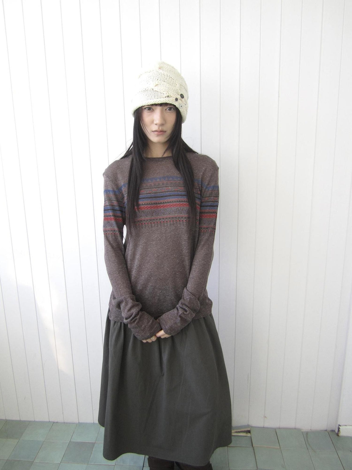 ang project Vintage Floral Print Round Neck Linen Women&