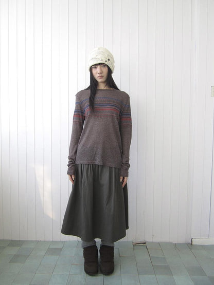 ang project Vintage Floral Print Round Neck Linen Women&