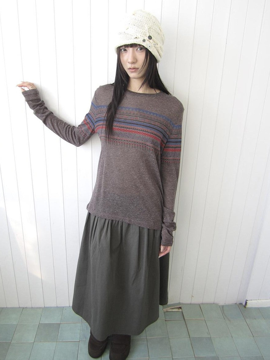 ang project Vintage Floral Print Round Neck Linen Women&