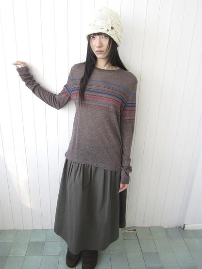 ang project Vintage Floral Print Round Neck Linen Women&