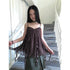 ang project Vintage Floral Ruffle Trim Asymmetrical Ribbon V-neck Women&