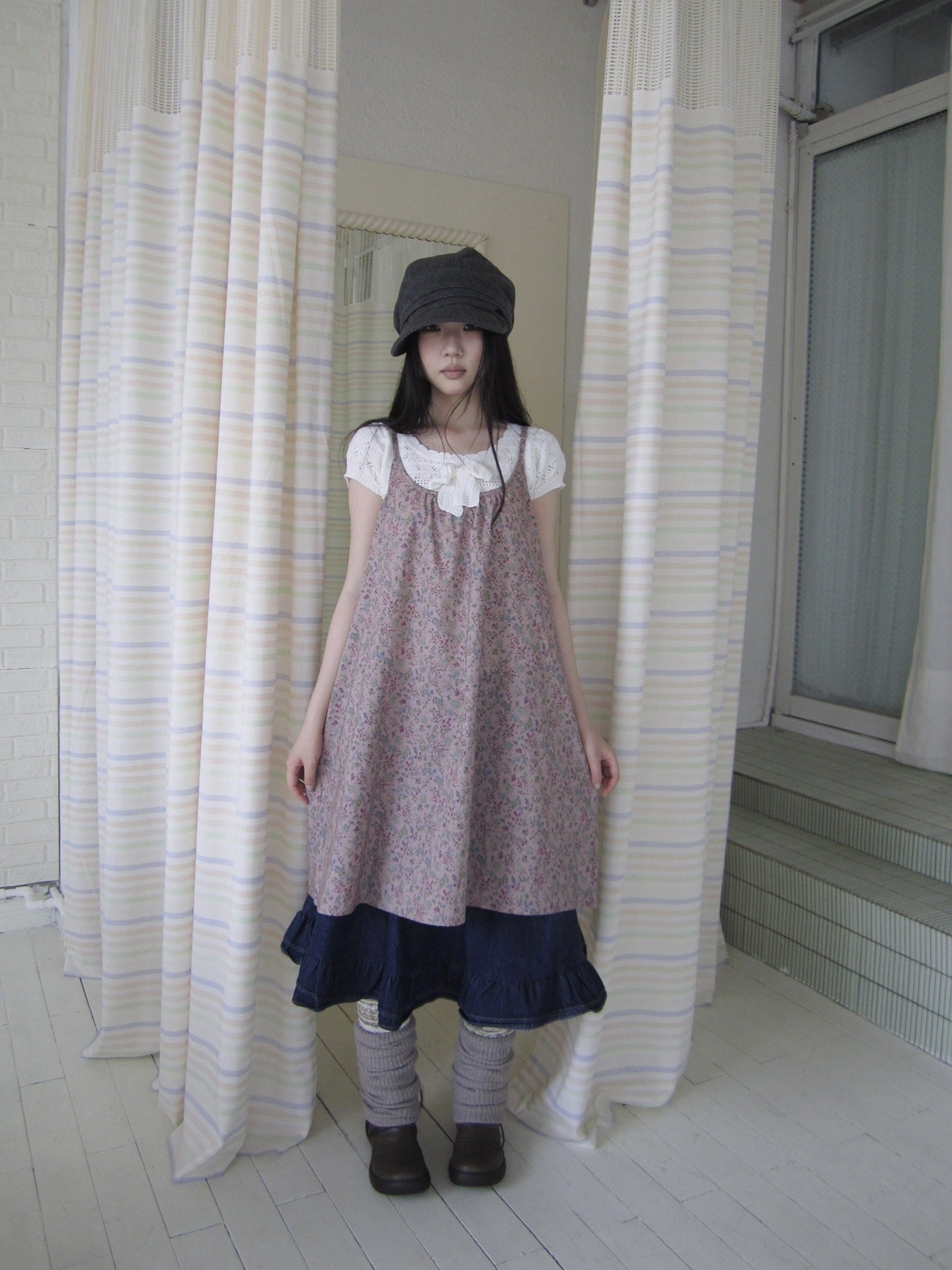 ang project Vintage Floral Sleeveless Layered Loose A Line Women&