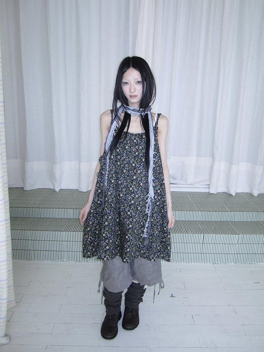 ang project Vintage Floral Sleeveless Layered Loose A Line Women&