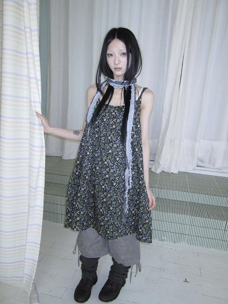ang project Vintage Floral Sleeveless Layered Loose A Line Women&