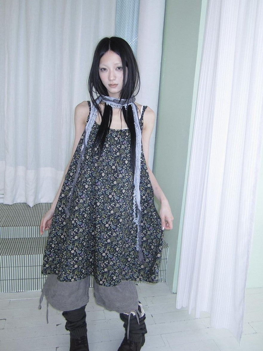 ang project Vintage Floral Sleeveless Layered Loose A Line Women&
