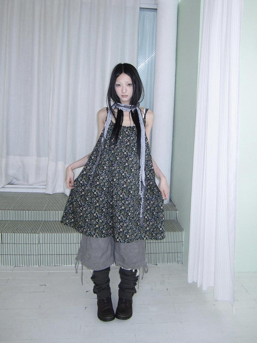 ang project Vintage Floral Sleeveless Layered Loose A Line Women&