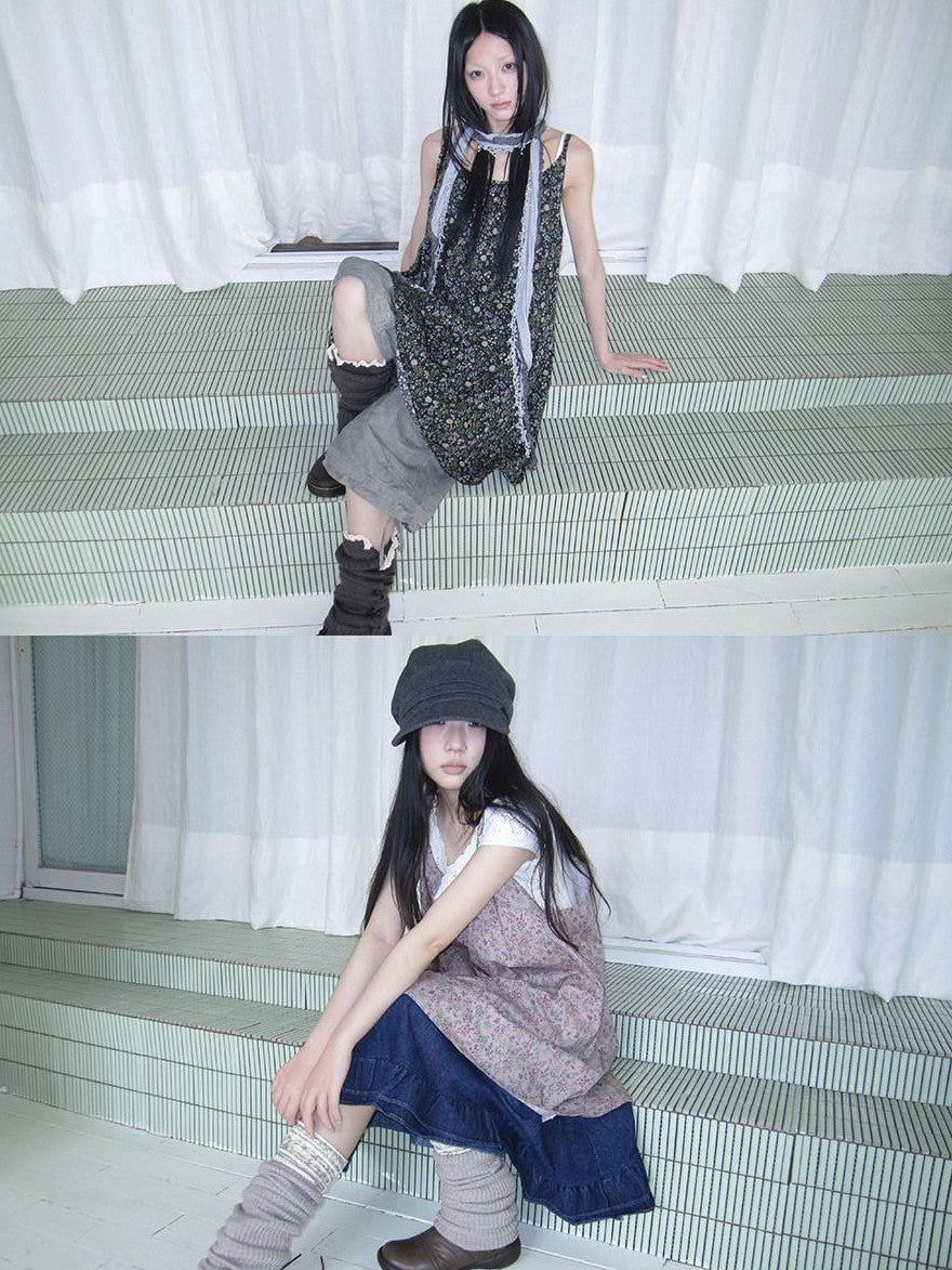 ang project Vintage Floral Sleeveless Layered Loose A Line Women&