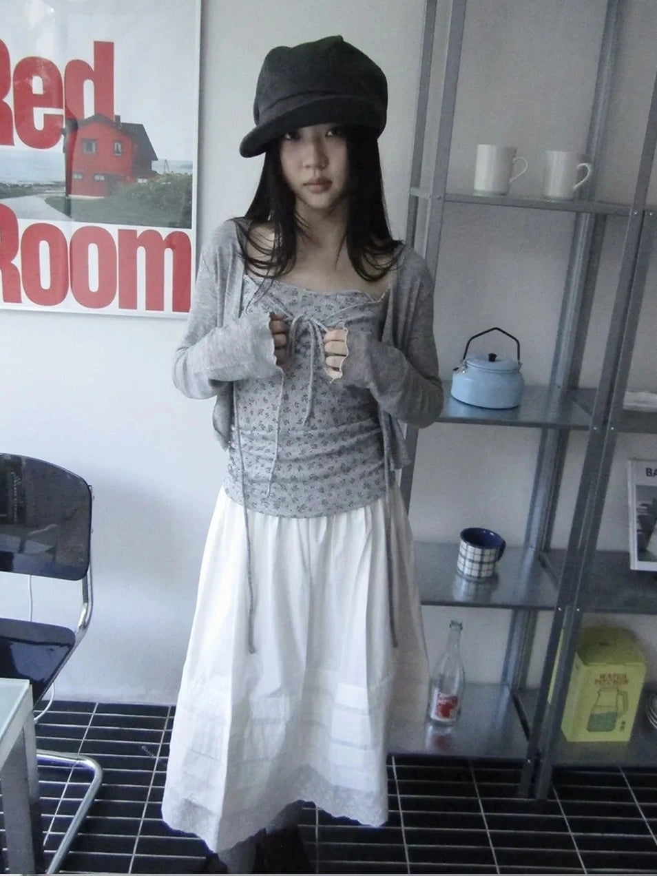 ang project Vintage Floral Tie Front Crop Top And Long Sleeve Cover Set Set