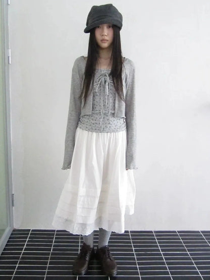 ang project Vintage Floral Tie Front Crop Top And Long Sleeve Cover Set Set