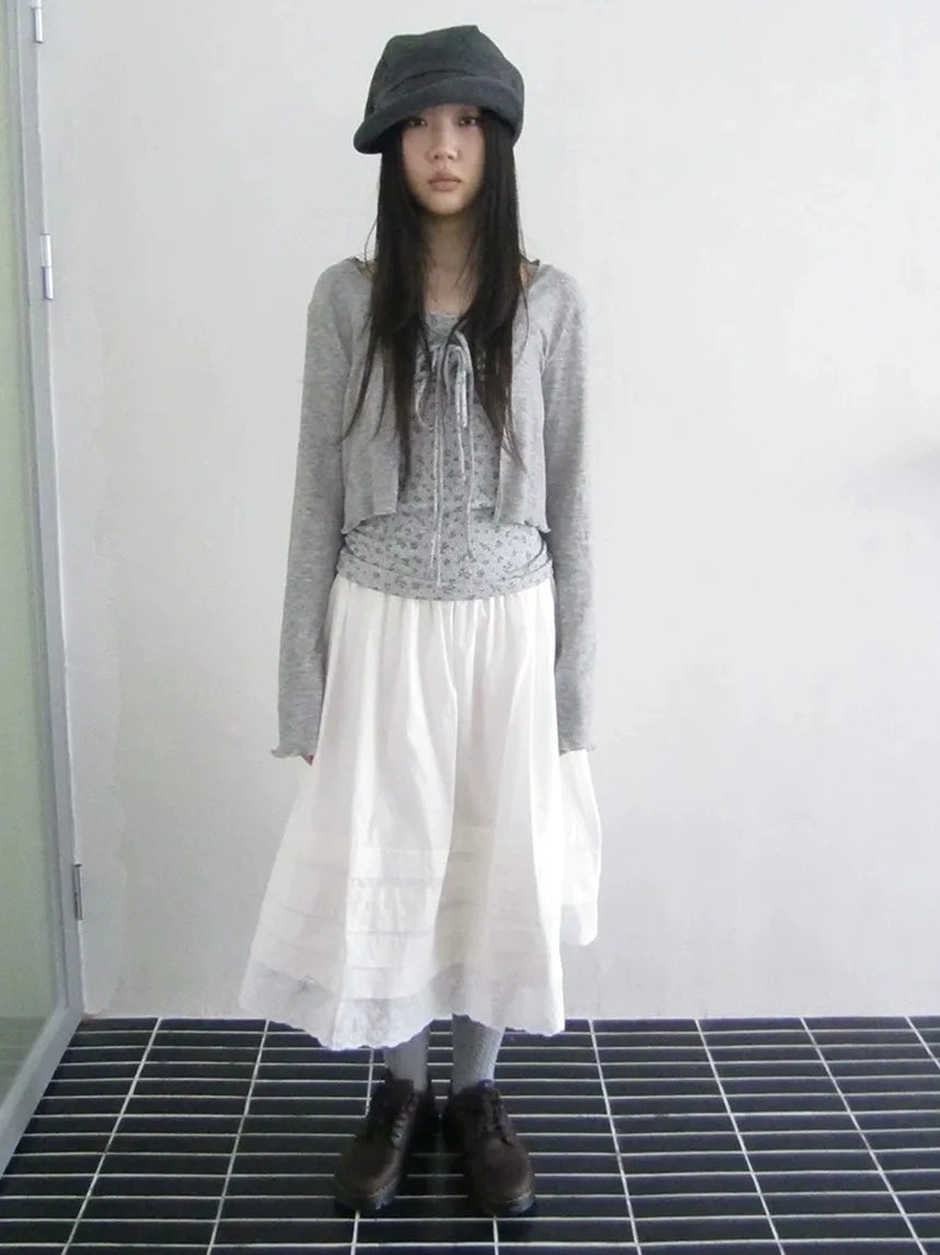 ang project Vintage Floral Tie Front Crop Top And Long Sleeve Cover Set Set