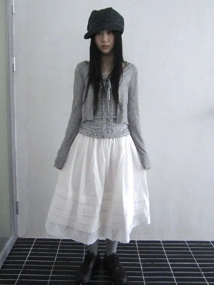 ang project Vintage Floral Tie Front Crop Top And Long Sleeve Cover Set Set