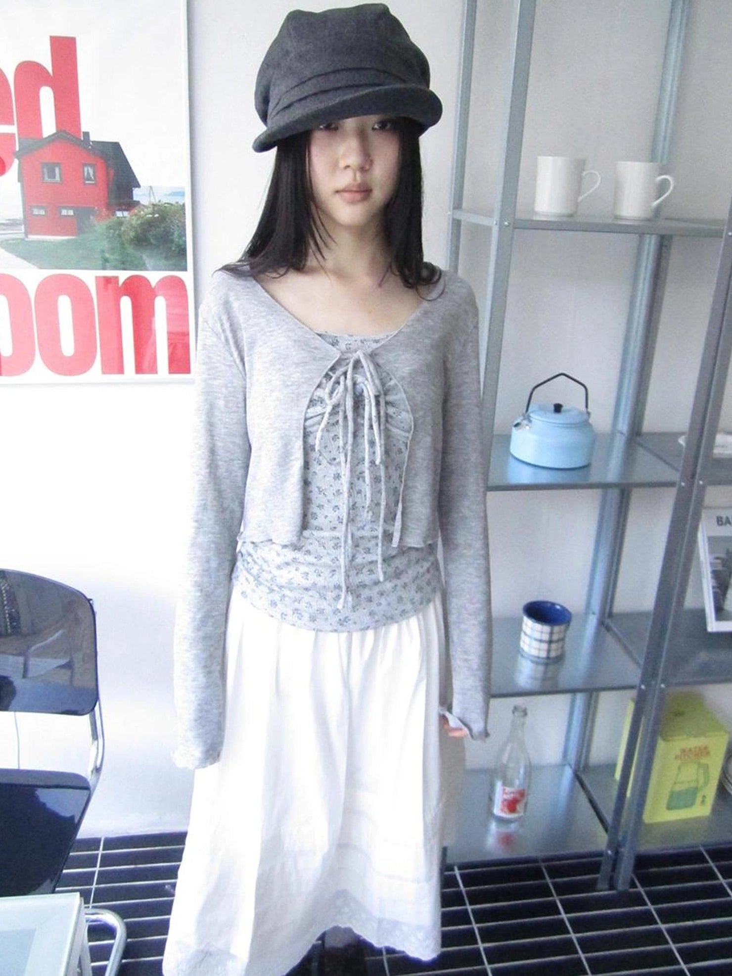 ang project Vintage Floral Tie Front Crop Top And Long Sleeve Cover Set Set