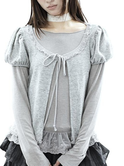 ang project Vintage Fringe Lace Trim Spliced Two Piece Women&