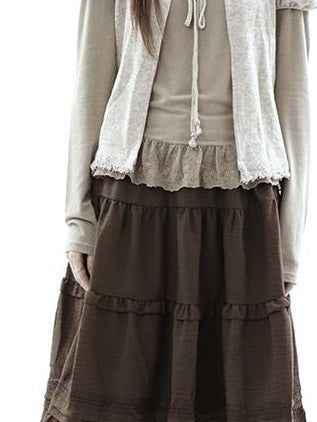 ang project Vintage Fringe Lace Trim Spliced Two Piece Women&