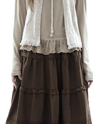 ang project Vintage Fringe Lace Trim Spliced Two Piece Women&
