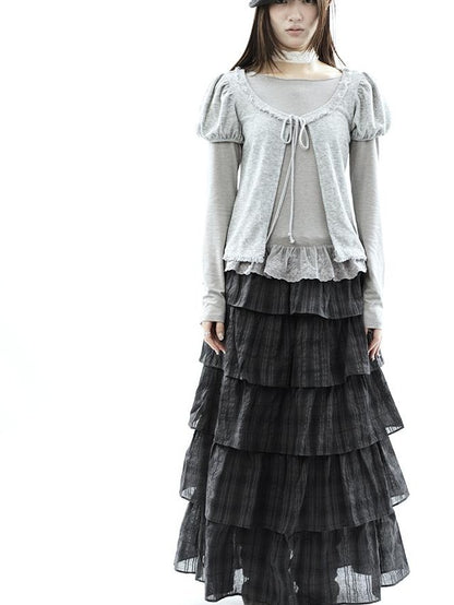 ang project Vintage Fringe Lace Trim Spliced Two Piece Women&