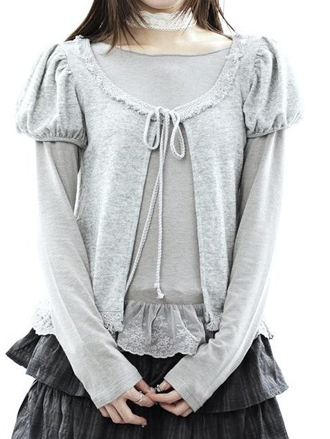 ang project Vintage Fringe Lace Trim Spliced Two Piece Women&