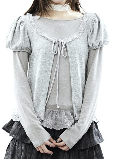 ang project Vintage Fringe Lace Trim Spliced Two Piece Women&