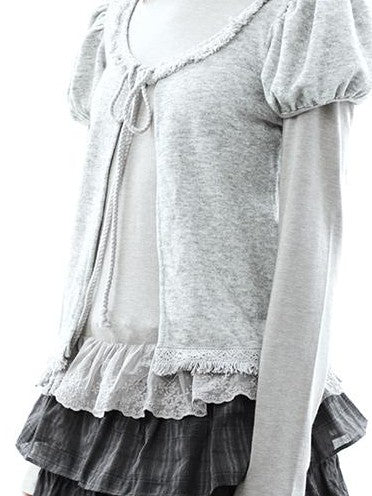 ang project Vintage Fringe Lace Trim Spliced Two Piece Women&