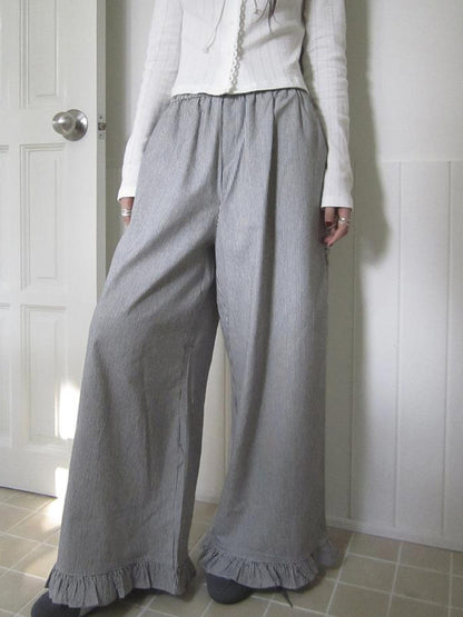 ang project Vintage Fungal Stripe Elastic Waist Wide Leg Pants