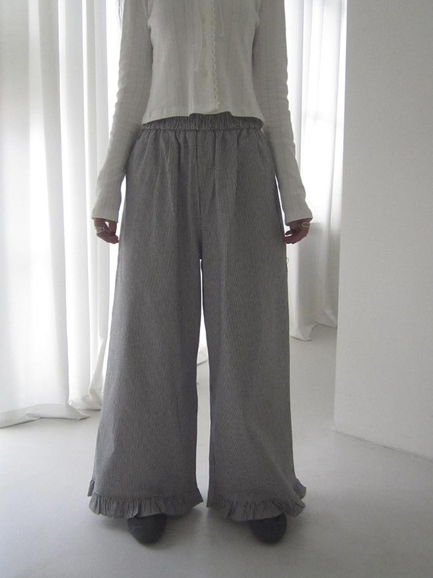 ang project Vintage Fungal Stripe Elastic Waist Wide Leg Pants