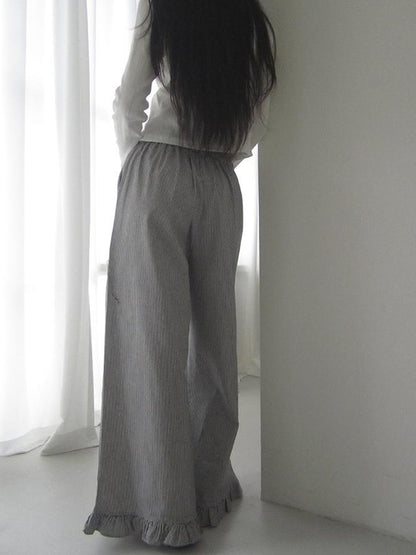 ang project Vintage Fungal Stripe Elastic Waist Wide Leg Pants