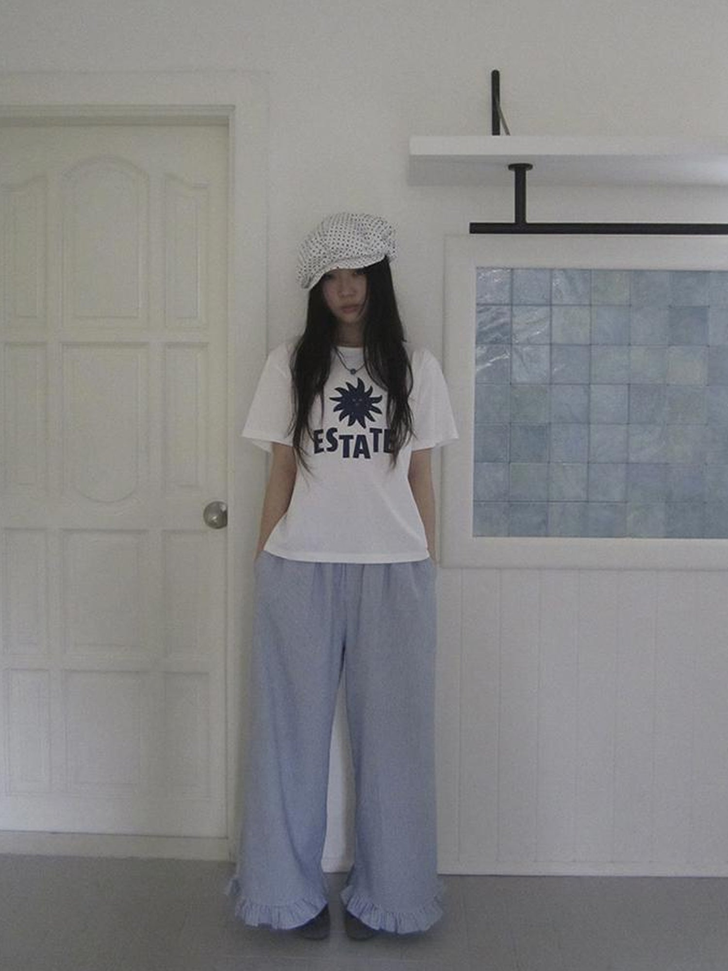 ang project Vintage Fungal Stripe Elastic Waist Wide Leg Pants