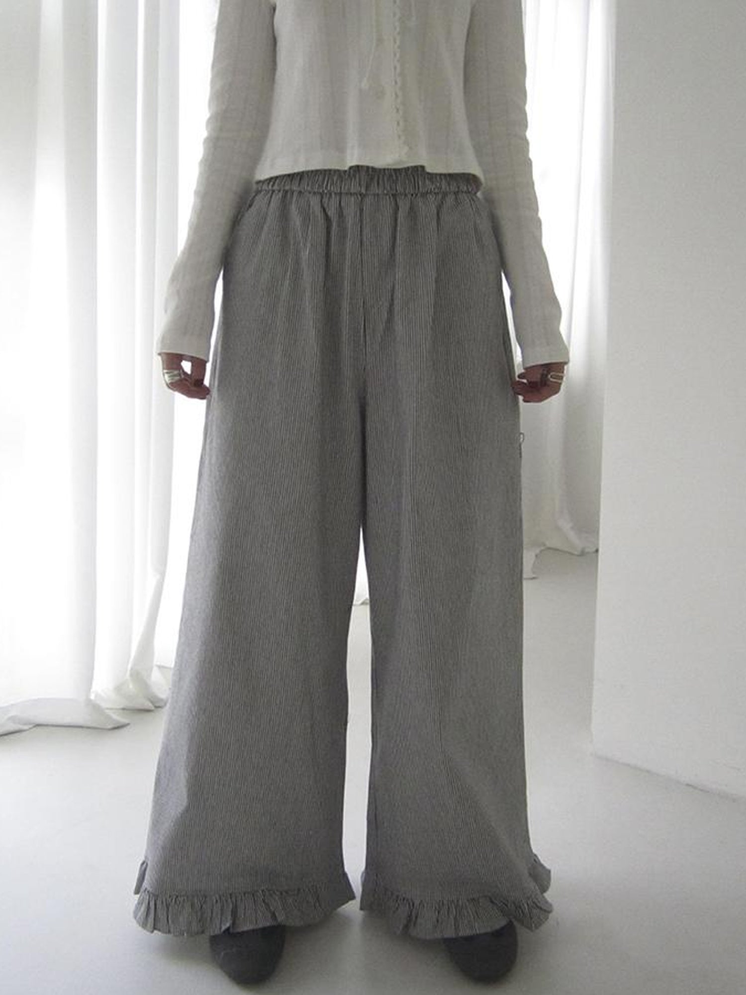 ang project Vintage Fungal Stripe Elastic Waist Wide Leg Pants