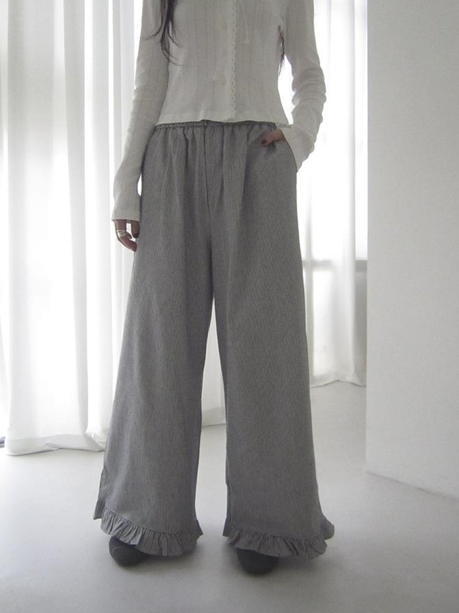 ang project Vintage Fungal Stripe Elastic Waist Wide Leg Pants