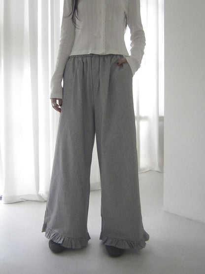 ang project Vintage Fungal Stripe Elastic Waist Wide Leg Pants