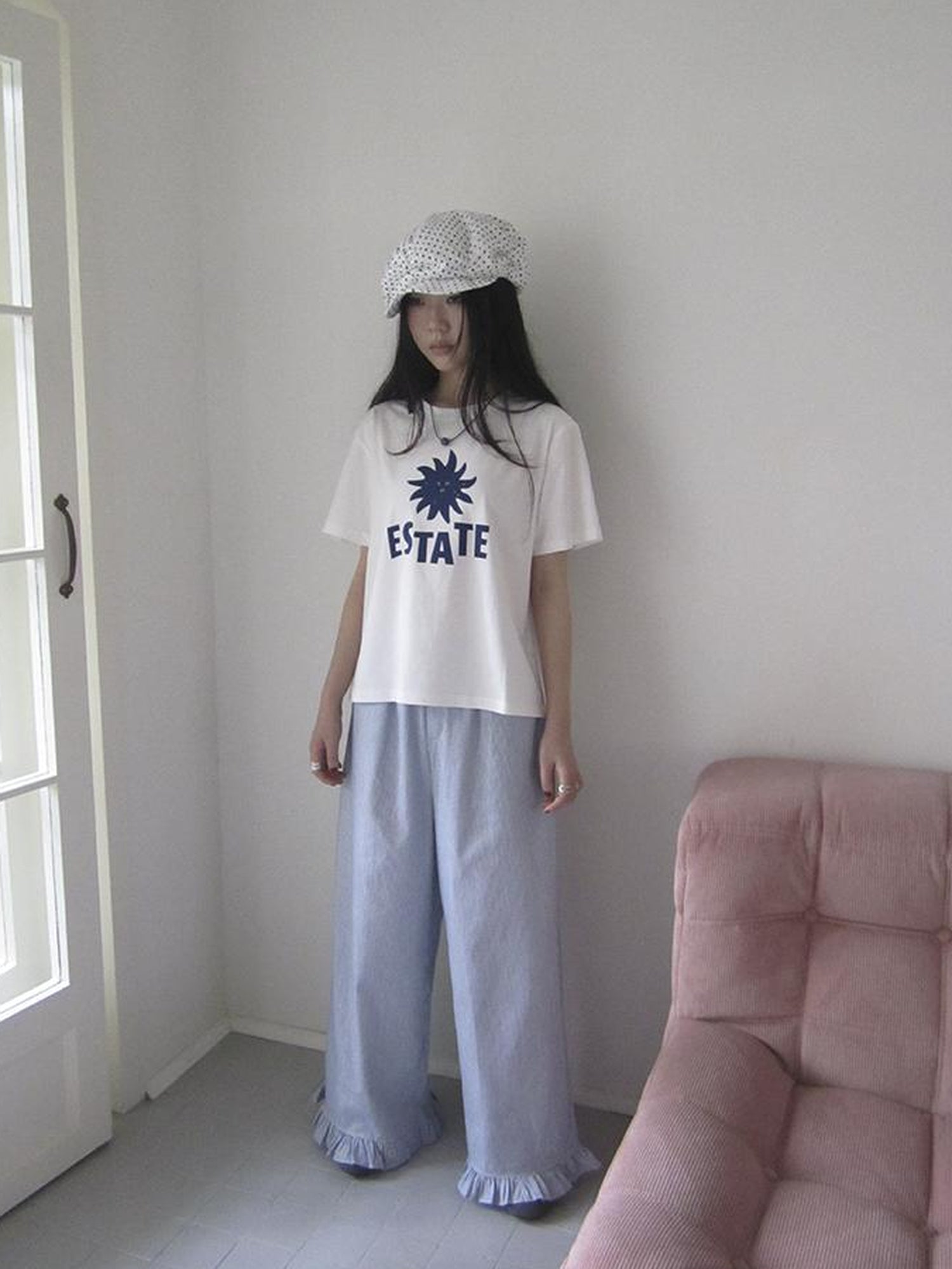 ang project Vintage Fungal Stripe Elastic Waist Wide Leg Pants