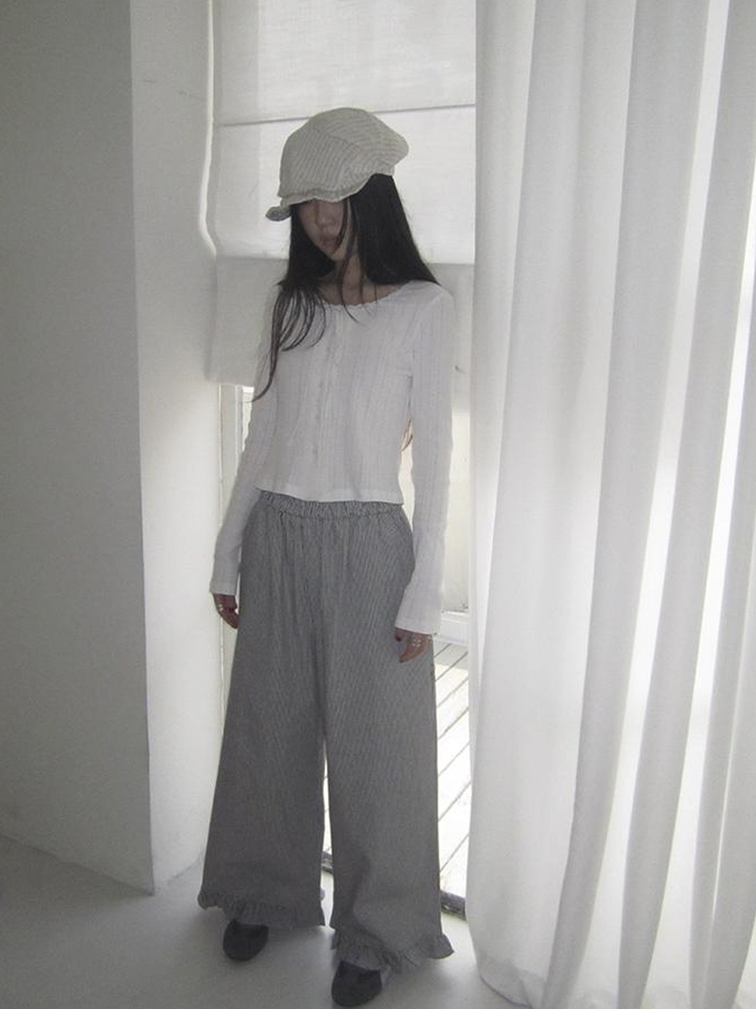 ang project Vintage Fungal Stripe Elastic Waist Wide Leg Pants