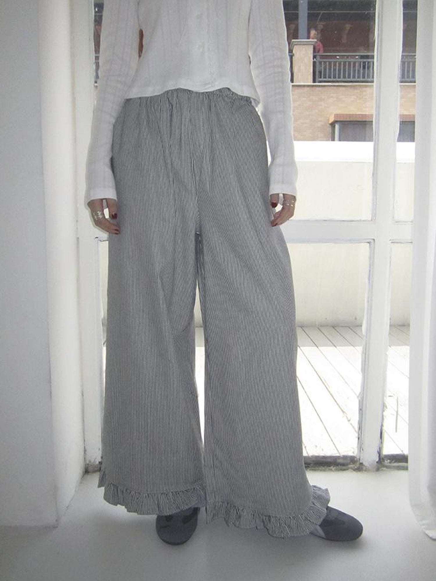 ang project Vintage Fungal Stripe Elastic Waist Wide Leg Pants
