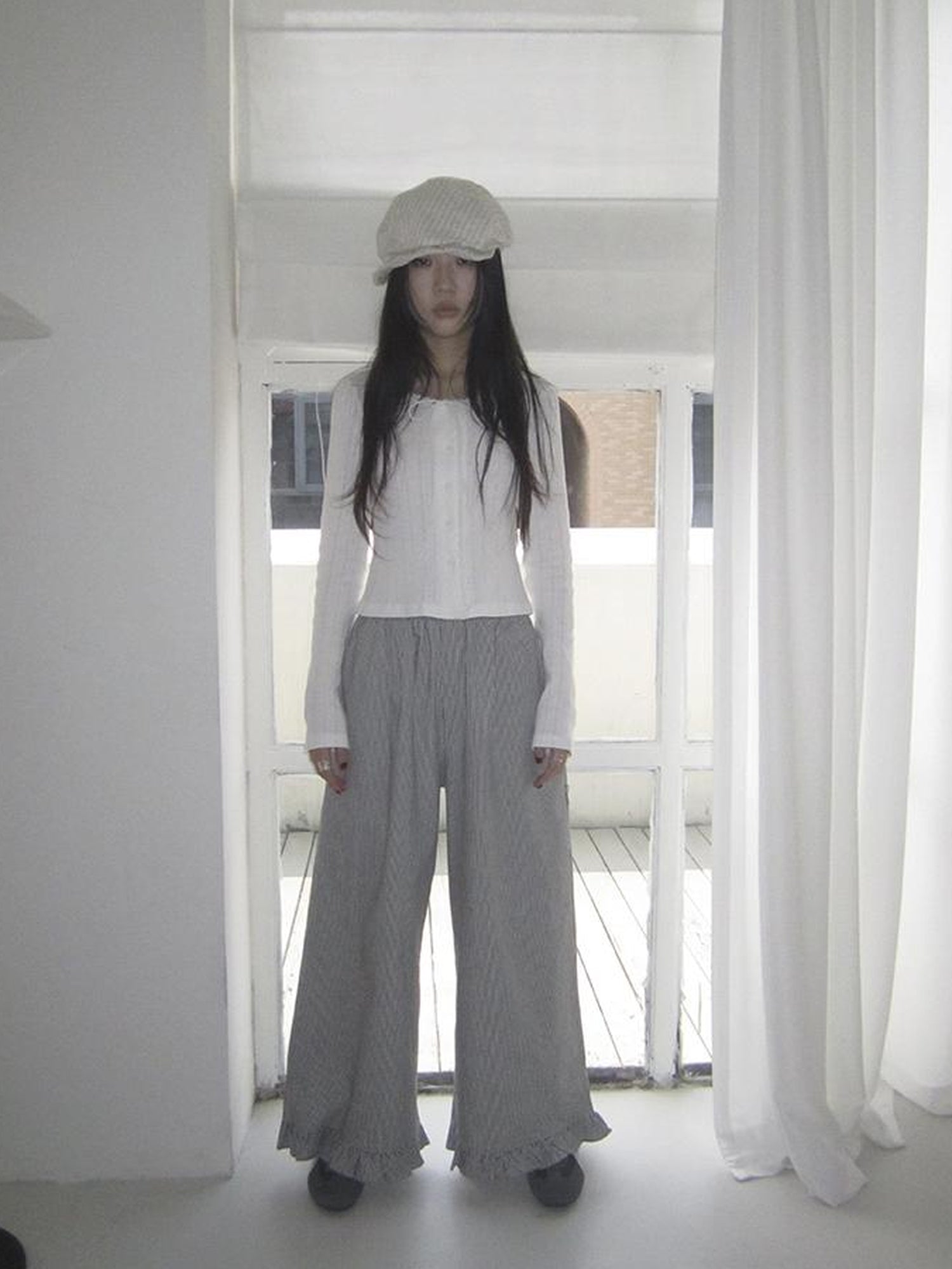 ang project Vintage Fungal Stripe Elastic Waist Wide Leg Pants