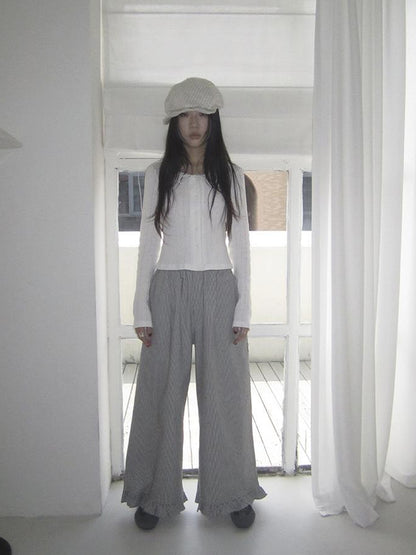 ang project Vintage Fungal Stripe Elastic Waist Wide Leg Pants
