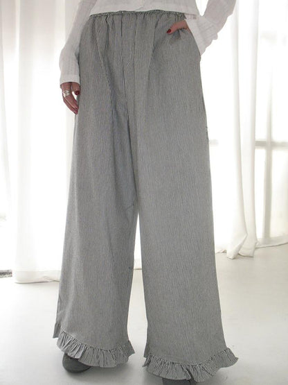 ang project Vintage Fungal Stripe Elastic Waist Wide Leg Pants